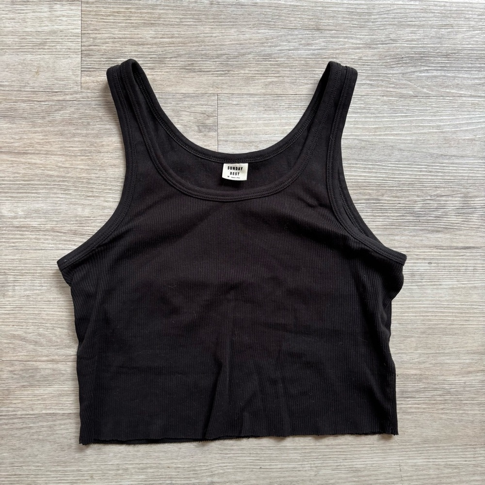 Aritzia Sunday Best Kara Black Cropped Tank M